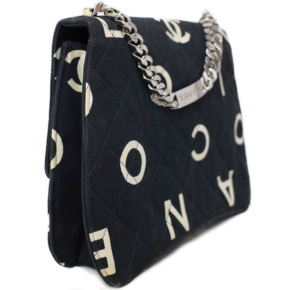 Chanel Coco Mark Pattern Chain Handbag Black - image 2